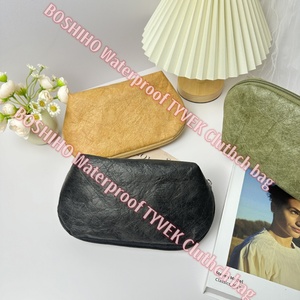 Sac de rangement cosmétique portable personnalisable BOSHIHOHO en Tyvek, sac de toilette en papier kraft pour femmes, fermeture éclair pour usage quotidien - Product Image 2