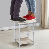 Étagère de rangement métallique multi-niveaux sur pied, design portable, style moderne, solution de rangement polyvalente pour salons ; également