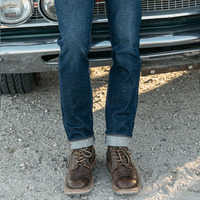 Jeans personnalisés fabricant le stylo Slim 14oz lisière jambe large Selved tissu brut Denim Jeans