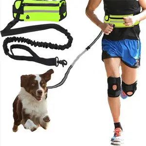 宠物牵引绳自由手提带拉链腰包狗跑步可伸缩松紧带反光狗带带袋
