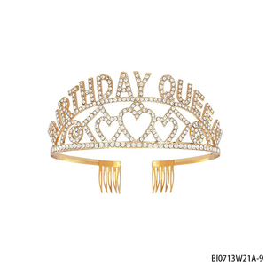 PESENAR la corona di compleanno "reginetta di compleanno" diamante scintillante dorato, con abbellimenti a forma di cuore, è molto bella - Product Image 2