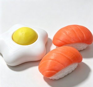 Jouet anti-stress à pousser imprimé en 3D, forme alimentaire mignonne (œuf et sushi), jouet relaxant pour bureau, cadeau fantaisie pour adultes - Product Image 6