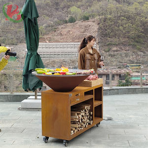 Barbecue extérieur européen, grilles de foyer en acier, <span class=keywords><strong>grille</strong></span> de foyer en acier, barbecue en acier avec plaque circulaire, jardin de maison en plein air - Product Image 5