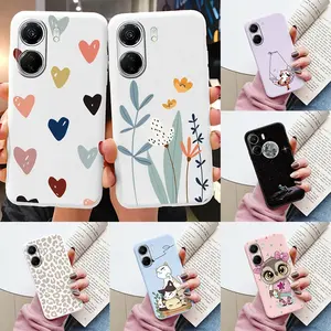 Case For Redmi 13C 6.74" Cute Heart Flower Back Cover Soft Silicone Matte Protective Fundas For Redmi13C 13 C Bags Cartoon Shell