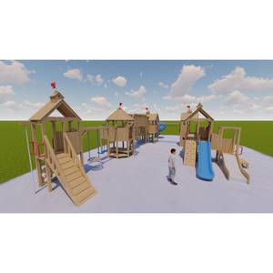 Grande aire de jeux en <span class=keywords><strong>bois</strong></span> pour jardin, nouveau design, tour de jeu pour enfants avec plusieurs toboggans - Product Image 5