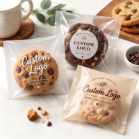 Sacs d'emballage individuels transparents mats imprimés sur mesure pour biscuits, sachets thermoscellables pour biscuits faits maison et collations