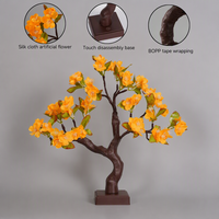 Lampe de table d'ambiance en forme d'arbre artificiel avec fleurs de pomme orange, pour l'automne, à commande tactile, double alimentation, base amovible, pour la maison et les fêtes