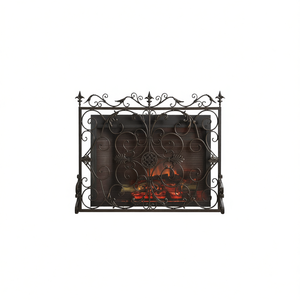 Écran de cheminée en métal rectangulaire classique, thermolaqué, pour foyer à bois - Product Image 1