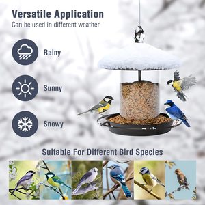 Mangeoire à oiseaux suspendue en métal Petdom, design toit rond, pour l'extérieur, mangeoires pour oiseaux sauvages, décoration de jardin - Product Image 4