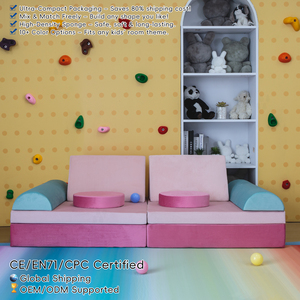 Conjunto de Sofá Modular de Espuma Comprimida 12 Peças para Crianças, Blocos de Construção para Criar Fortes, Sofá para Sala de Brincadeiras - Product Image 2