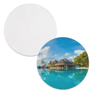 Wholesale custom printed round square white blanks sublimation ceramic absorbent drinks coaster with cork back