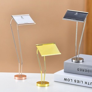 Stainless Steel <b>Table</b> Nameplate Holder Gold Menu Card Stand For Hotel Restaurant <b>Buffet</b> Bar - Product Image 1