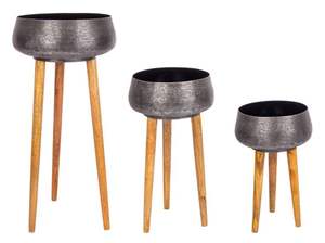 Ensemble de 3 jardinières de qualité supérieure, de forme ronde, en métal, au design tendance, pour la décoration du jardin - Product Image 3