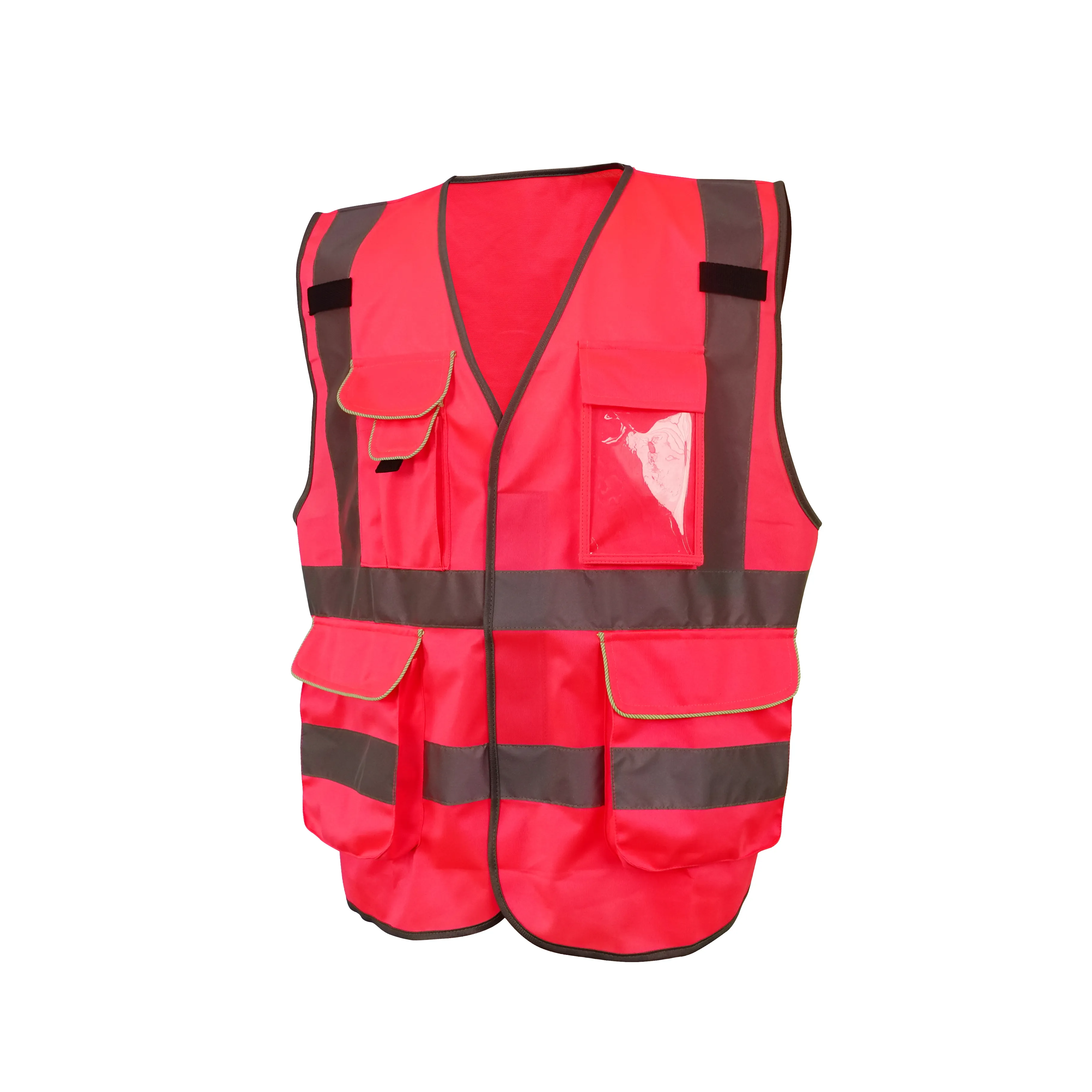 LX güvenlik yelek çalışma yansıtıcı güvenlik yelek sarı siyah kırmızı yansıtıcı Hi Vis giyim cepler ile