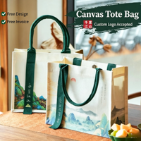 Sac fourre-tout en toile imperméable avec poche intérieure, logo personnalisé, impression sérigraphique, fermeture ouverte, capacité moyenne à grande, réutilisable