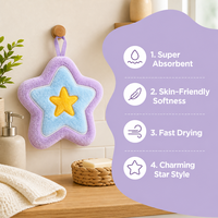 Serviette de toilette en peluche étoile violette personnalisée, en tissu doux, vente en gros