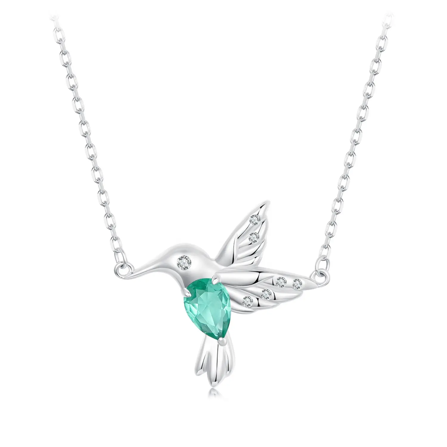 Youchuang pájaro delicado collar de joyería personalizado vidrio verde mejor amigo hecho a mano 925 collares de plata esterlina para mujeres