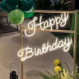 Letrero de Neón Personalizado de Feliz Cumpleaños, Letrero Luminoso de Acrílico LED Colorido, Luces de Neón para Decoración de Fiestas de Cumpleaños en el Hogar - Product Image 1