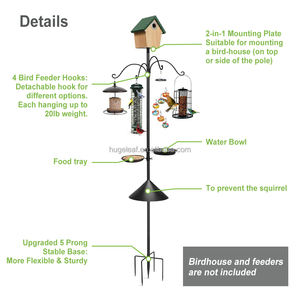 Kit de montage de poteau de maison pour oiseaux sauvages <span class=keywords><strong>Station</strong></span> d'alimentation d'oiseaux extérieure robuste avec déflecteur anti-écureuil - Product Image 3