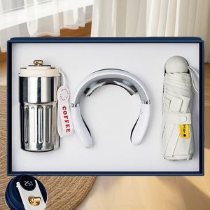 Set de Regalo Empresarial de Lujo Personalizado con Logotipo, 3 en 1: Taza de Café Promocional + Paraguas + Dispositivo de Masaje Cervical, Venta al Por Mayor - Product Image 1
