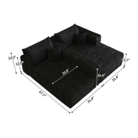 Canapé sectionnel Cloud de 103 pouces, canapés modernes rembourrés, canapé confortable en forme de L pour salon, canapé d'angle à assise profonde, noir