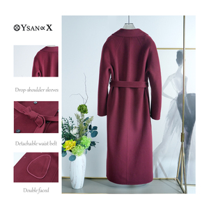 Горячая новинка: роскошное женское двубортное длинное пальто из кашемира и шерсти LOVEXUAN, бордовое, зимнее - Product Image 2