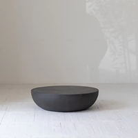 Table basse moderne ronde en marbre de luxe noir Table d'appoint nordique en béton pour salon naturel ou villa à manger à usage domestique