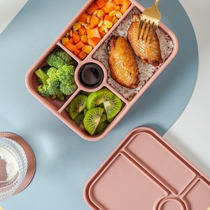BPA ücretsiz silikon gıda depolama silikon Bento kutusu sızdırmaz beş bölmesi Bento kutusu silikon yemek kabı - Product Image 5