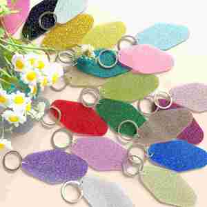 Custom Acrylic UV for DTF Decal Printing Motel Keychain Glitter Rhombus Shape Luggage Tags and Room Labels Blank Plastic - Product Image 5