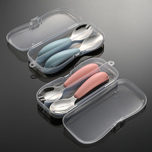 Ensemble de couverts pour bébé mignon, manche en forme de dauphin, cuillères et fourchettes en acier inoxydable pour enfants avec étui 1103009 - Product Image 3