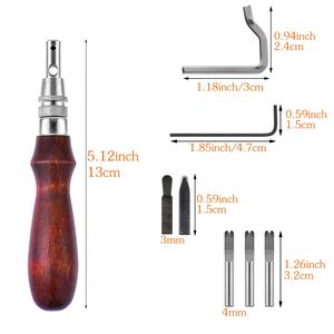 Poignée en bois cuir réglable couture <span class=keywords><strong>Groover</strong></span> bricolage fait main en cuir travail <span class=keywords><strong>Groover</strong></span> - Product Image 2