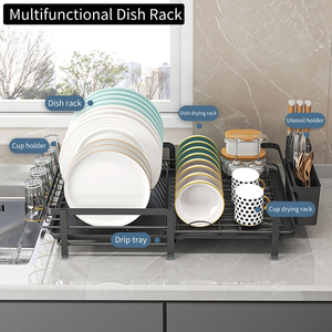 Escurridor de Platos Extensible para Ahorrar Espacio Sobre el Fregadero, Escurridor de Platos y Tazones Rosa para Cocina con Bandeja - Product Image 5