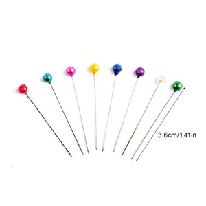 RTS 100 pièces <span class=keywords><strong>épingles</strong></span> à coudre broches droites tête ronde colorée perle Corsage - Product Image 2