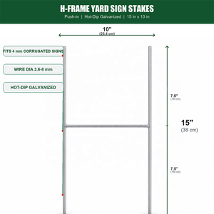 Piquets de signalisation en acier galvanisé soudé en H 15x10 pour panneaux ondulés extérieurs, pelouse, jardin, <span class=keywords><strong>immobilier</strong></span> - Product Image 2