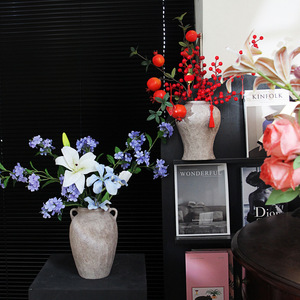 <span class=keywords><strong>Vase</strong></span> en céramique chinoise moderne style Wabi-sabi pour arrangements floraux texturés, décoration de hall d'hôtel et de showroom, fleurs à base d'eau - Product Image 2