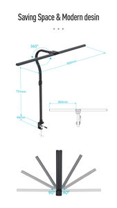 Lámpara de Mesa LED de 24W con Doble Cabezal y Clip, Ajustable, para Oficina, Escritorio, Trabajo, Estudio - Product Image 6