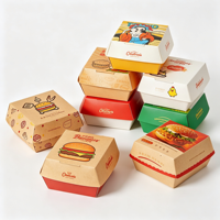 Boîte à hamburger en papier kraft écologique et résistante, avec impression personnalisée en relief, pour restaurants à emporter (vente en gros)