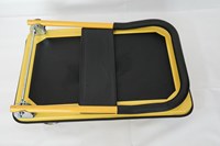 Chariot industriel pliable en acier jaune avec roues à roulettes et plateforme à double poutre, finition poudrée, OEM, pour remorque de tracteur, chariot à plateau et usage domestique
