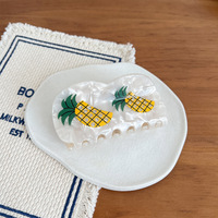 Pince à Cheveux YJL en Acétate Motif Fruits de Dessin Animé, Série Mignonne Fraise Ananas Citron Tomate, Strass Tendance pour l'Été