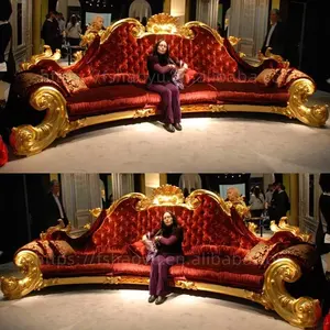 Michael Jackson's Gold Royal Red Fabric Sofa Set Living Room Furniture Luxury Wooden Classical