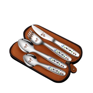 Ensemble de couverts pour enfants en acier inoxydable 304, motif dessin animé, <span class=keywords><strong>couteau</strong></span>, fourchette et cuillère - Product Image 1