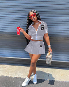 جواكيت بيسبول نسائية عصرية مطبوعة بحروف B وتنورة للياقة البدنية بنمط A و N - Product Image 6