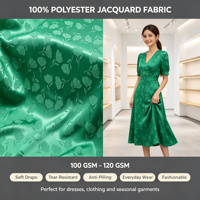 Tissu Jacquard 100% Polyester Teint en Fil à Motifs, Résistant à l'Abrasion, Poids Moyen, Largeur 62/63 pouces pour Vêtements en Gros