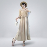 Robe plissée décontractée grande taille style Miyake longue pour femme, nouvelle collection été 2026, livraison rapide
