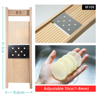Mandoline à lame large réglable, écologique, en acier inoxydable, avec noyau en bois et plastique, professionnelle, manuelle, facile à utiliser