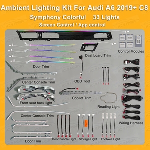 Kit di Illuminazione Ambientale a 33 Luci per Audi A6 A7 C8 2019+, Luce Ambientale per Interni Auto, Cruscotto e Porte <span class=keywords><strong>LED</strong></span> - Product Image 3