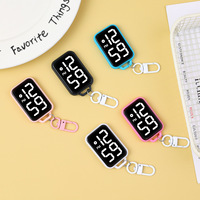Montre de poche numérique LED à motif tissé chat, mini carrée pour homme, avec date, heure mondiale, rechargeable, design sportif