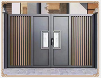 Puerta China Retráctil Anticolisión de Aleación de Aluminio para Patio de Villa, de Doble Apertura, Plegable Múltiple, Automática y sin Rieles