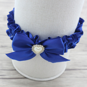 Ceinture de <span class=keywords><strong>jarretière</strong></span> de mariée en satin élastique <span class=keywords><strong>bleu</strong></span> <span class=keywords><strong>roi</strong></span> avec ruban décoratif en forme de cœur et perles – Vente en gros de jarretières de mariée - Product Image 5