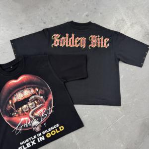 T-shirt rétro à col rond pour homme, 100 % coton, coupe carrée extra large, motif graphique épais avec strass, fabriqué sur mesure - Product Image 2